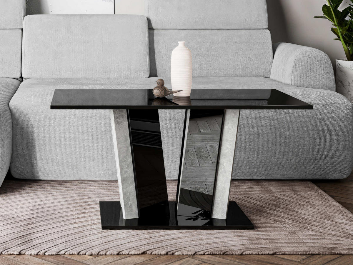 COUCHTISCH Doha II - Schwarz Hochglanz/Grau, Holzwerkstoff (60/100/55cm) - MIRJAN24