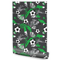 VLIESTAPETE Abstraktes Fußball-Graffiti – Grün, Grau, Schwarz – 50x1000 cm - Schwarz/Grau, Papier (50/1000cm) - Muralo