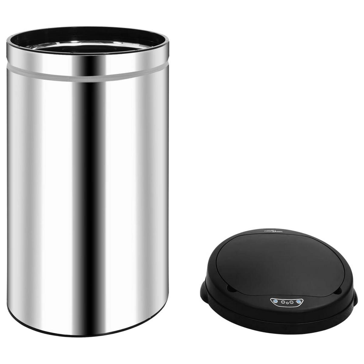 MÜLLEIMER mit Sensor 50L Edelstahl Abfalleimer Automatik - Silberfarben, Metall (30.5/81.5/30.5cm) - DELUKE