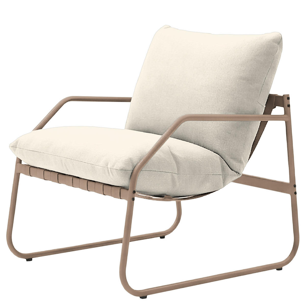 LOUNGEGRUPPE - 4-teilig - Stahl / Webstoff - Taupe, Glas/Textil - home24