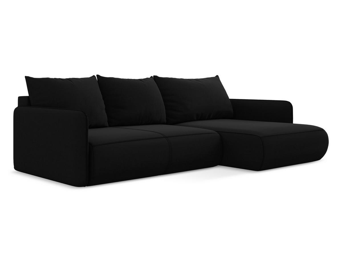 ECKSOFA mit Schlaffunktion Samt Stoff Schwarz - Schwarz, Kunststoff/Textil (240/148cm) - Makamii