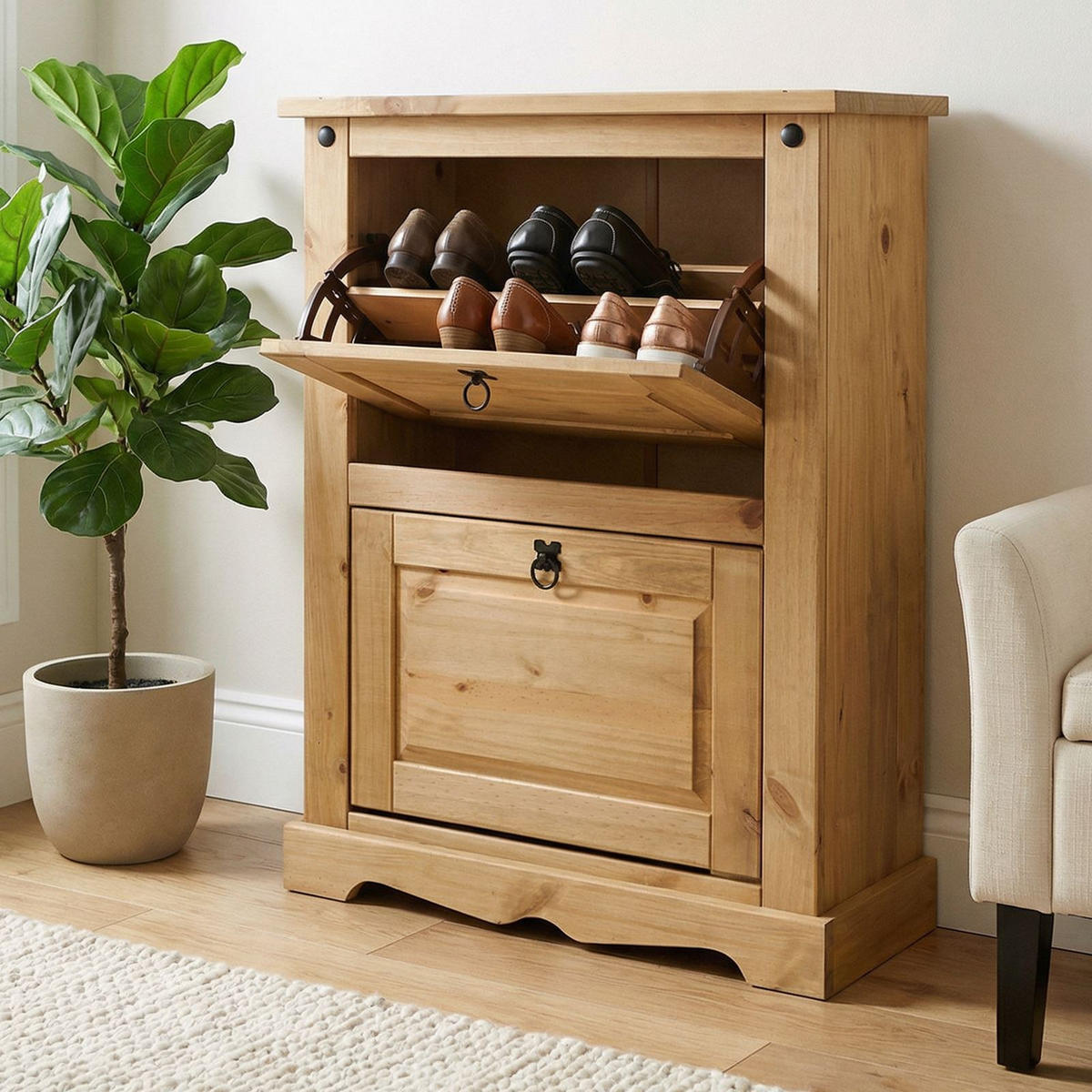 SCHUHKIPPER TEQUILA braun - Braun, Holz (73/95/26cm) - IDIMEX