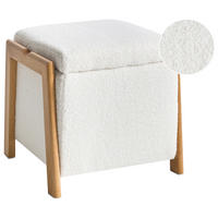 POUF cu spațiu de depozitare bouclé 45 cm alb Edland - alb, material textil (45/44/43cm) - Beliani