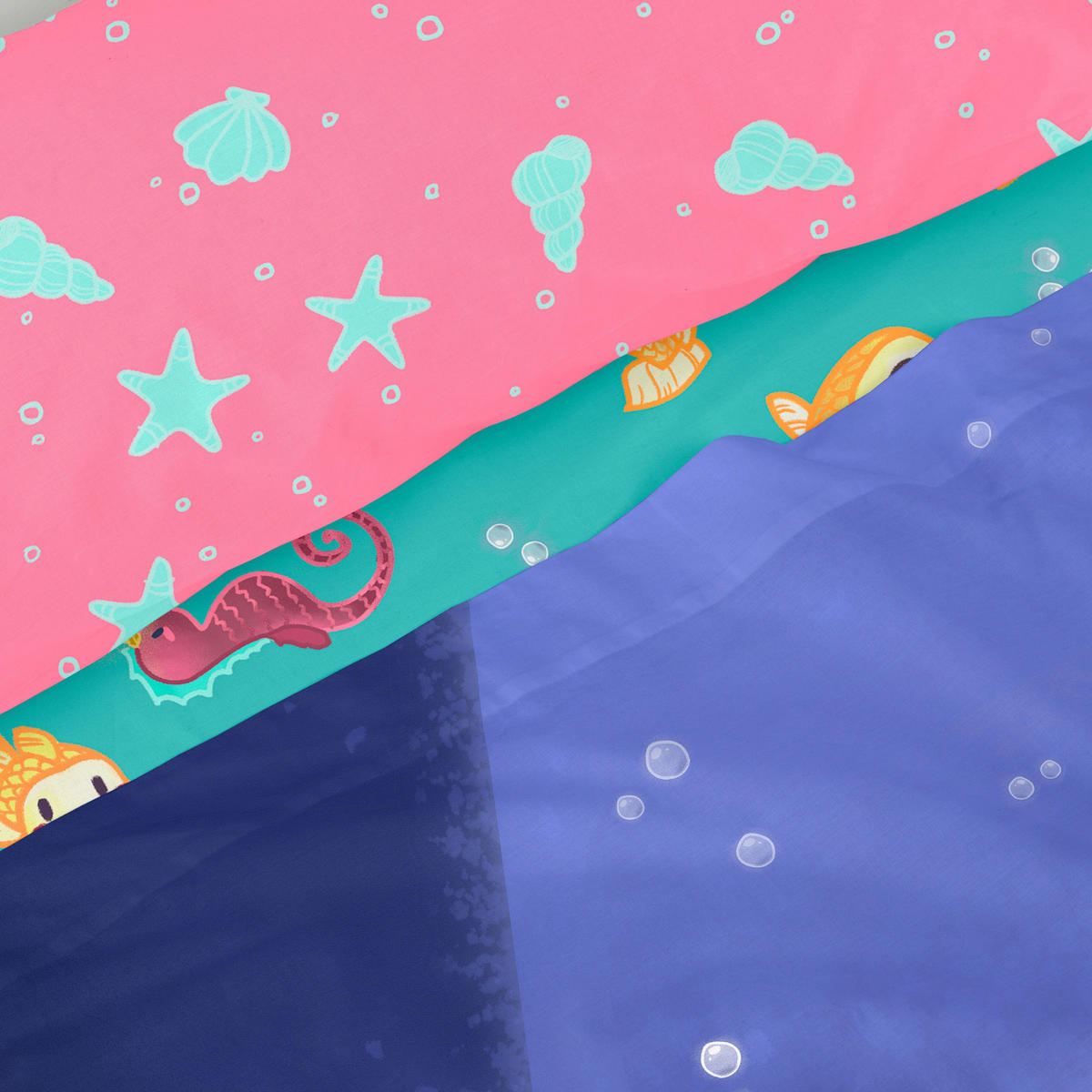 BETTWÄSCHE 2er-Set teiliges happy mermaid 180x270 cm mehrfarbig - Multicolor, Textil (180/270cm) - Happy Friday
