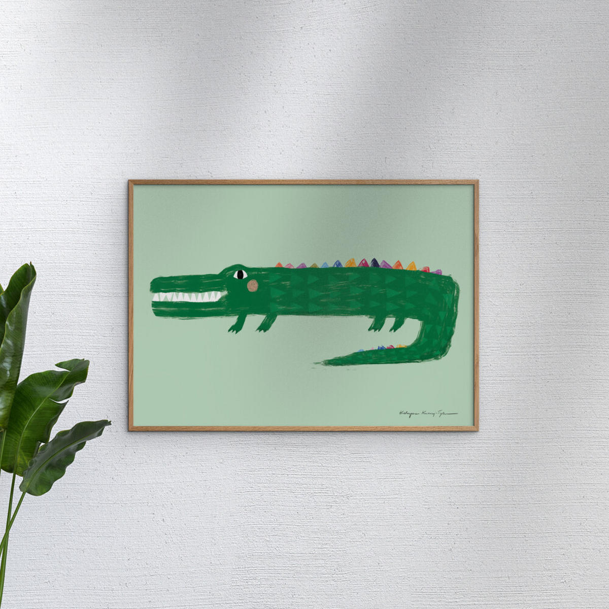 POSTER mit Rahmen Wild Apple - Crocodile - Eichefarben/Grün, Holz/Papier (30/40cm) - Poster&Frame