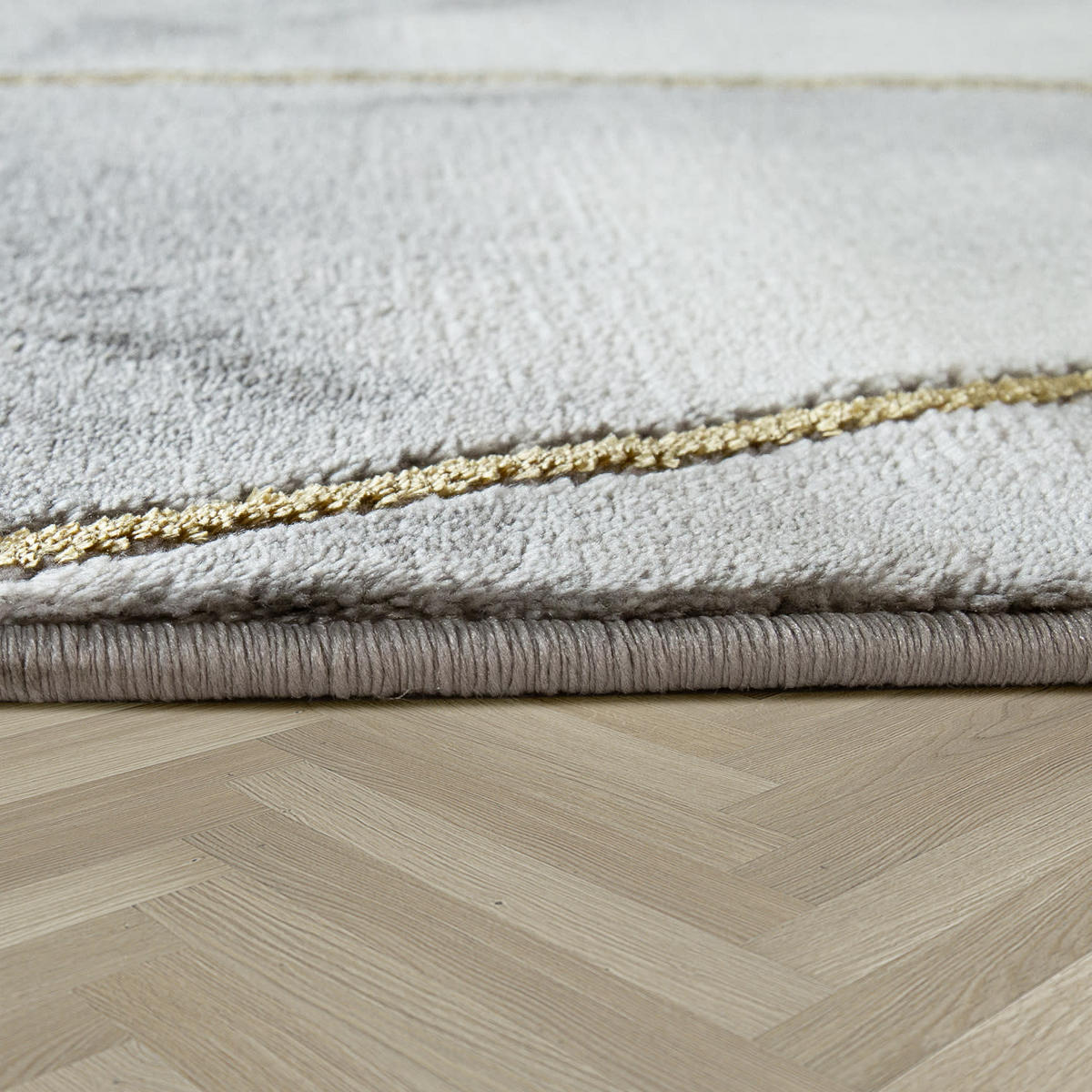 KURZFLORTEPPICH, in Marmoroptik, aus Polyproylen, Florhöhe 12 mm, Gold, 80 x 150 cm - Goldfarben, Textil (80/150cm) - KADIMA DESIGN