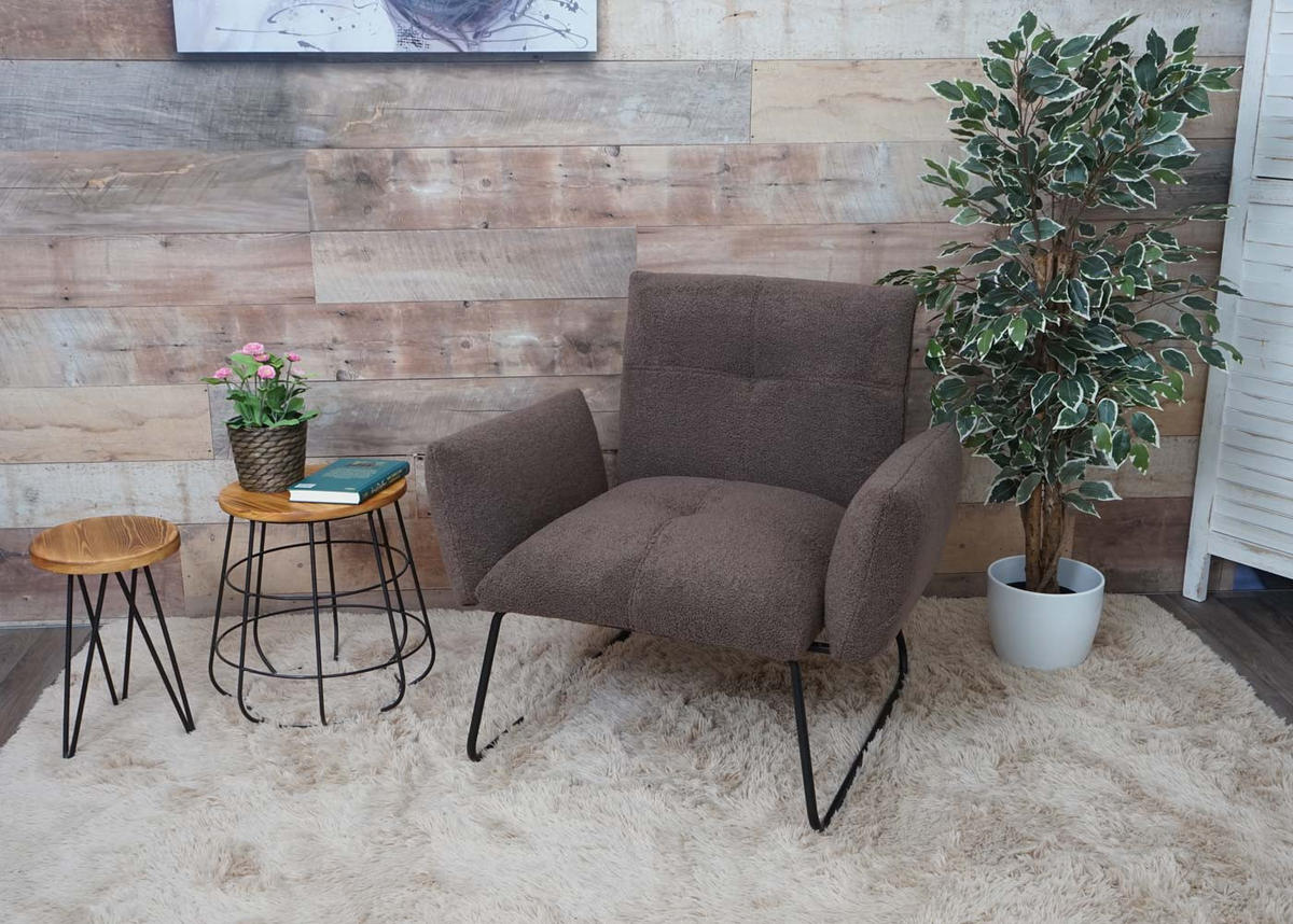 LOUNGE-SESSEL BOUCLé Braun - Braun, Textil (87/79/70cm) - MCW