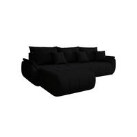 ECKSOFA Mit Schlaffunktion Und Bettkasten TOKYO, Stoff WIND, Schwarz, Links - Schwarz, Holz (280/190cm) - Kaiser Möbel