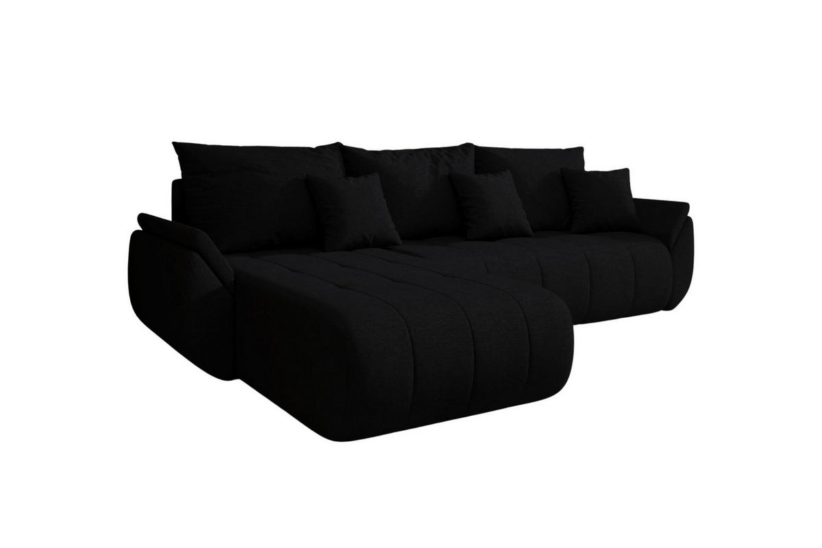 ECKSOFA Mit Schlaffunktion Und Bettkasten TOKYO, Stoff WIND, Schwarz, Links - Schwarz, Holz (280/190cm) - Kaiser Möbel
