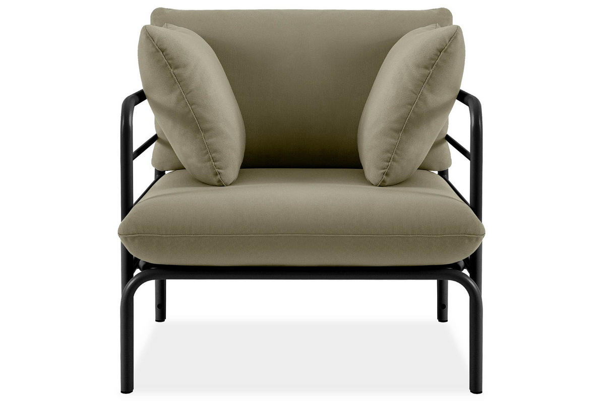 GARTENSESSEL RAMBE inkl. Auflagen, Stahlgestell, Modern, Anthrazit/Beige - Dunkelgrau/Beige, Textil/Metall (79/80/80cm) - KONSIMO®