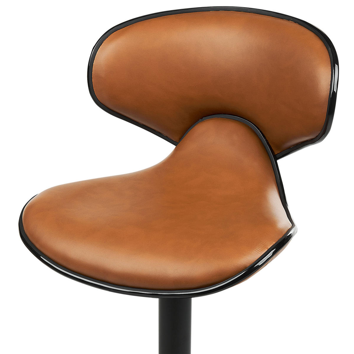BARHOCKER 2er-Set Kunstleder goldbraun/schwarz höhenverstellbar Conway - Schwarz/Braun, Kunststoff (46/109/50cm) - Beliani