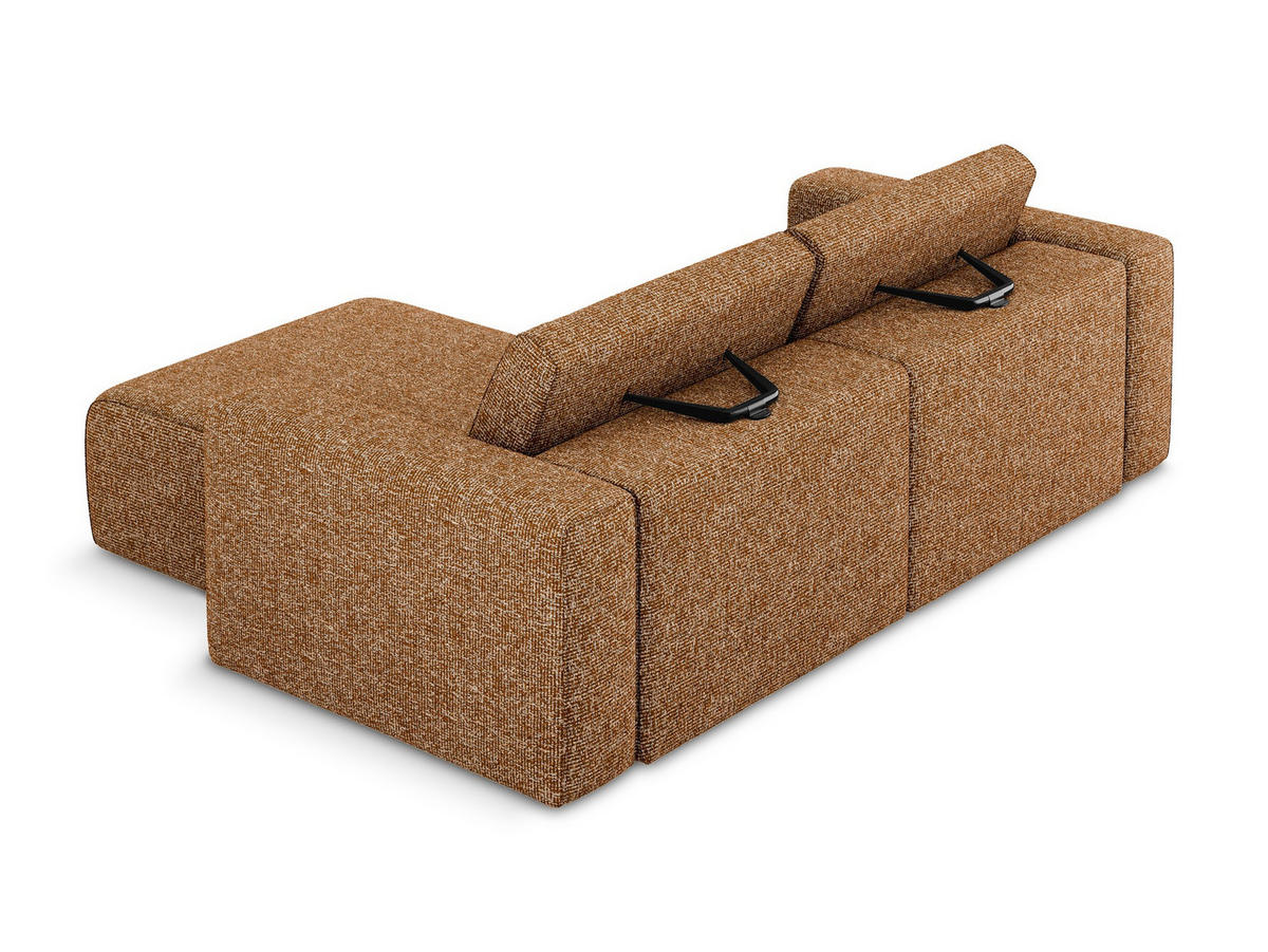 ECKSOFA Rechts Strukturstoff Stoff Orange - Terra cotta/Schwarz, Kunststoff/Textil (224/167cm) - Makamii