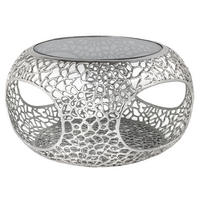 COUCHTISCH SPIN rund Schwarz|Silber 74cm - Silberfarben/Schwarz, Glas/Metall (74/74/40cm) - riess-ambiente