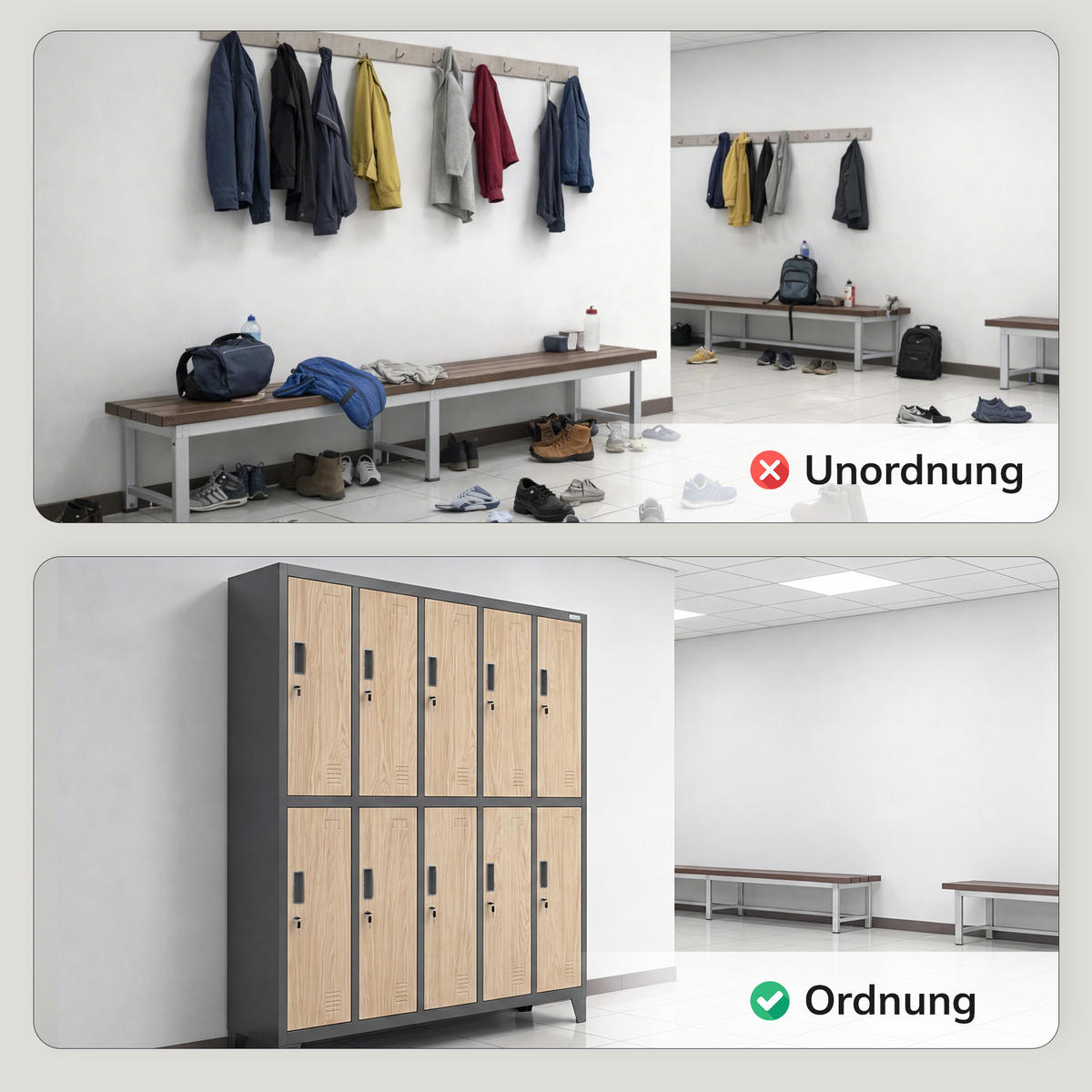 ARBEITSSCHUTZ-KLEIDERSCHRANK BARTEK 172 x 136 x 45 cm - Anthrazit/Sonoma Eiche, Metall (136/172/45cm) - Jan Nowak