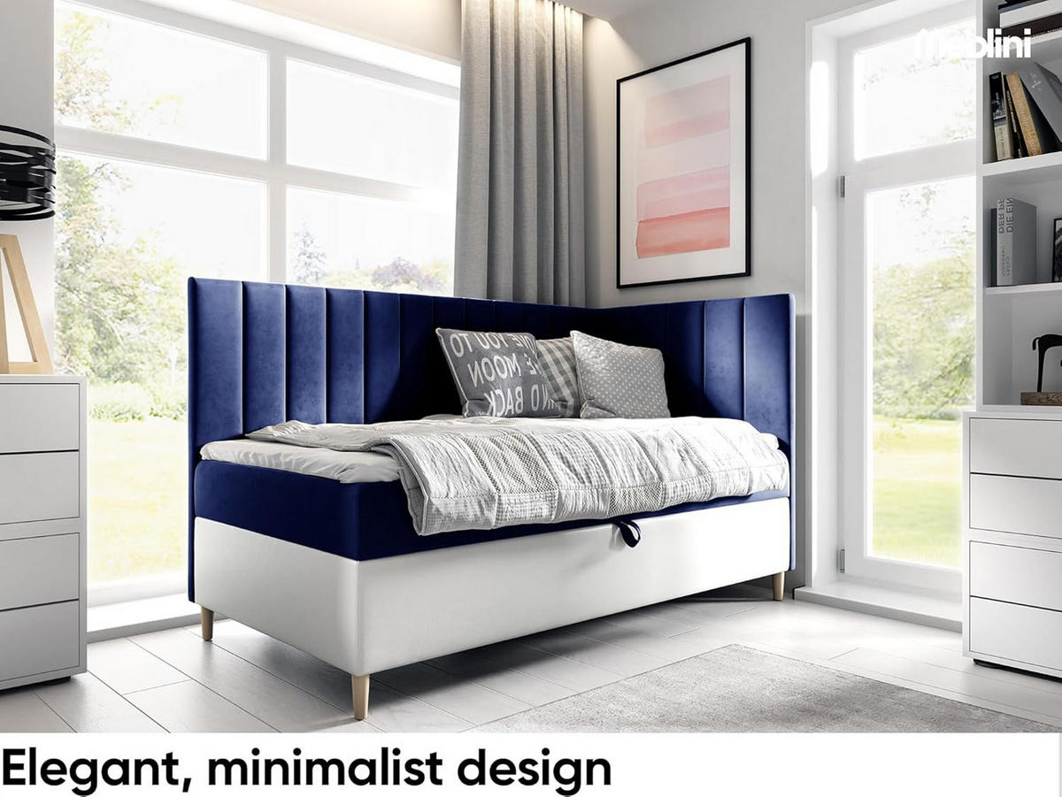 KINDERBETT MAYA 3 - Dunkelblau/Weiß, Holzwerkstoff (106/208cm) - Meblini