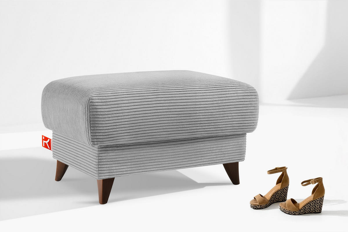 HOCKER GUSTAVO II, Hellgrau - Hellgrau/Braun, Holz/Holzwerkstoff (92/49/92cm) - KONSIMO®