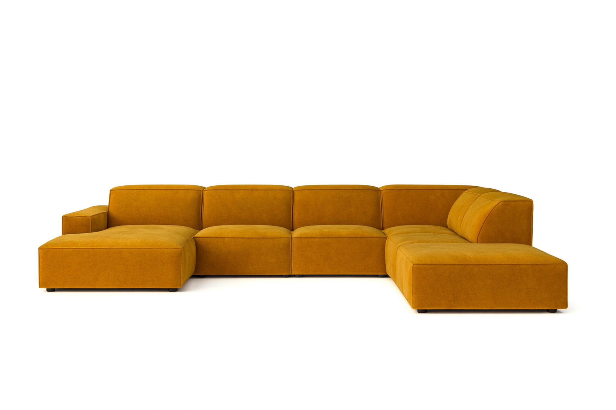 ECKSOFA Cursal V, Stoff Salvador, Gelb, Rechts - Gelb, Holz (364/262cm) - Kaiser Möbel
