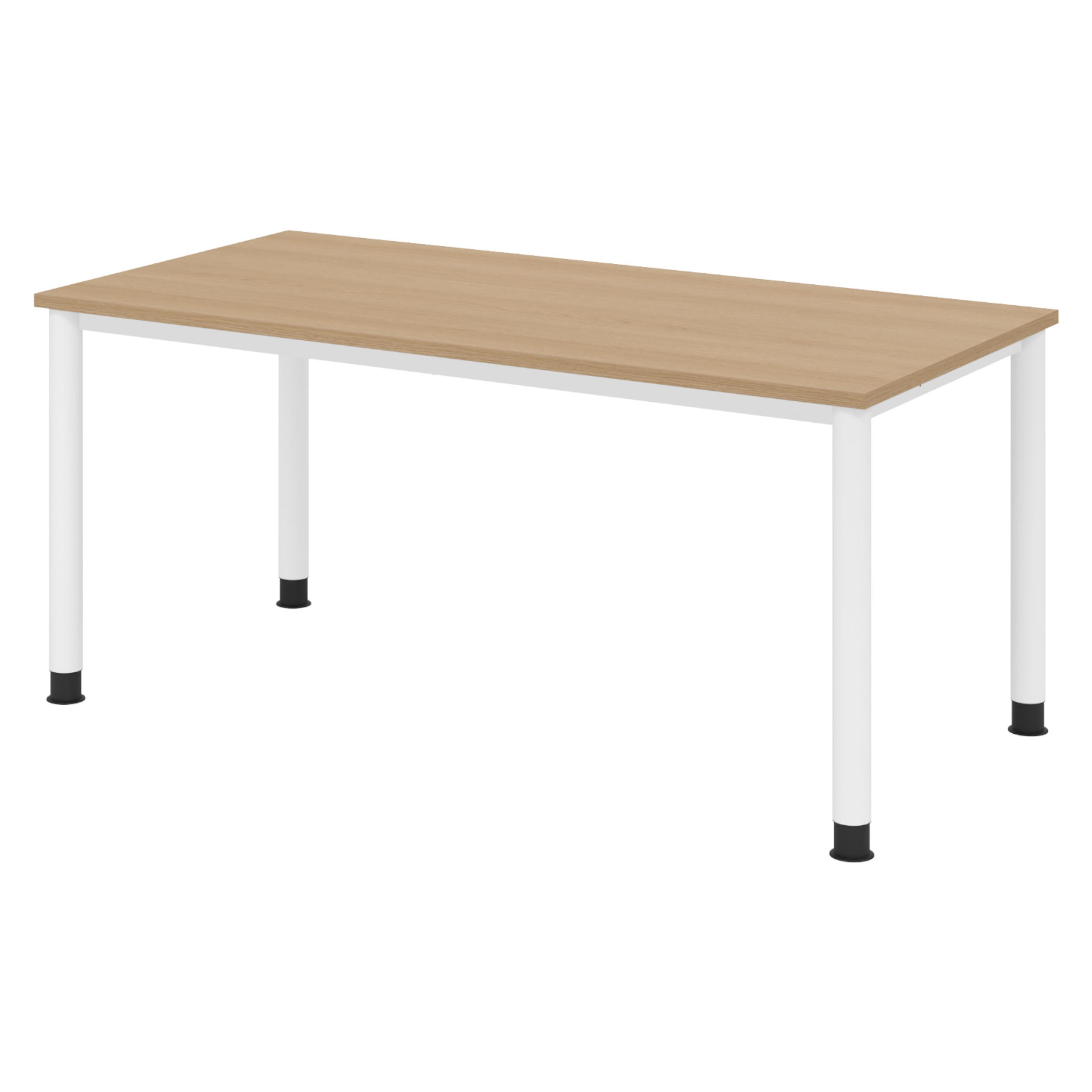 SCHREIBTISCH Serie-H 80/160/74 cm in Eichefarben/Weiß - Eichefarben/Weiß, Holzwerkstoff (80/160/74cm) - bümö