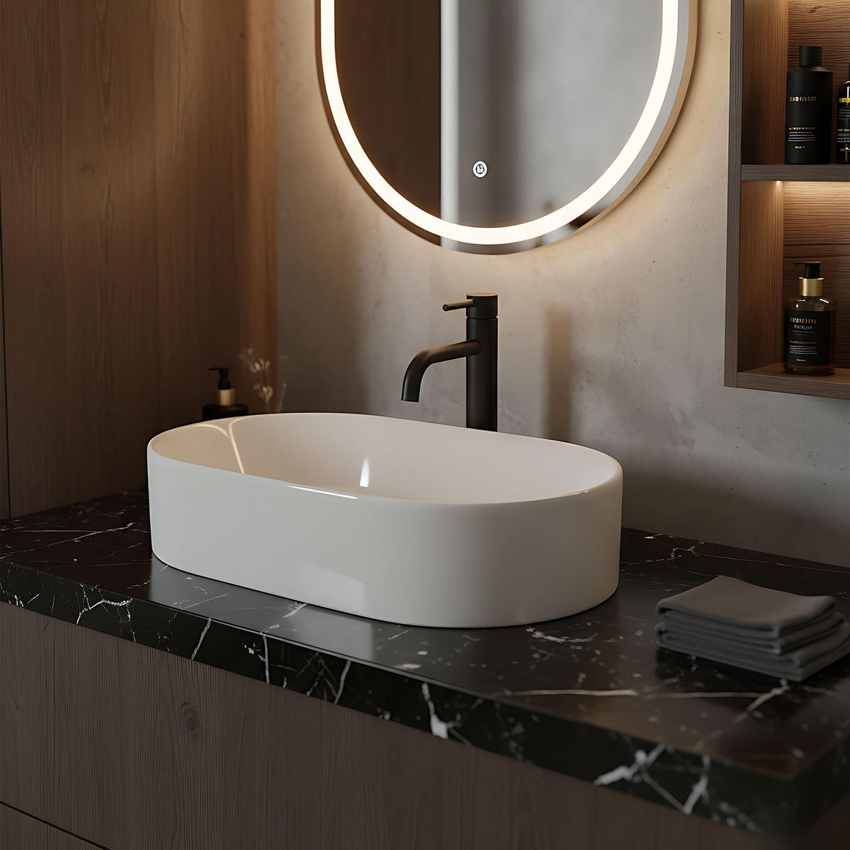 AUFSATZWASCHBECKEN Rea Layla 50 - Weiß, Keramik (30/11.5/53cm) - REA