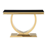 KONSOLENTISCH - 120 cm x 40 cm - glas - schwarz, goldfarben Rowan - Goldfarben/Schwarz, Glas (40/120/78cm) - Vente-Unique