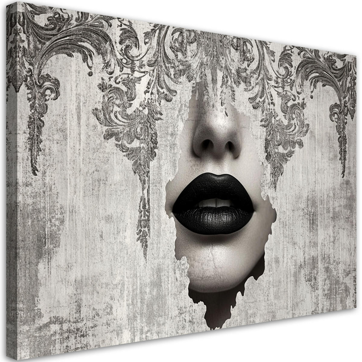 WANDBILD frauengesicht abstraktion - Grau, Textil (60/40cm) - Feeby