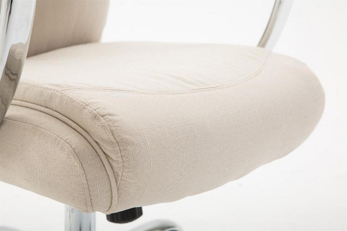 CHEFSESSEL Stoff creme - Chromfarben/Creme, Textil/Metall (65/115/73cm) - CLP