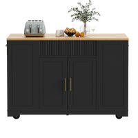KÜCHENINSEL 120/92/50 cm Schwarz aus MDF und Metall mit Rollen - Schwarz, Holzwerkstoff (50/92/120cm) - OKMYHOME