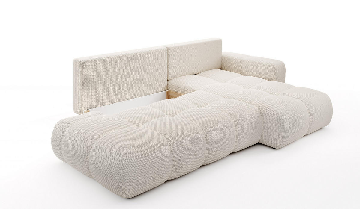 ECKSOFA DUCA R-S Beige Jersey mit Schlaffunktion - Beige, Holz (266.5/266.5cm) - MASSENO