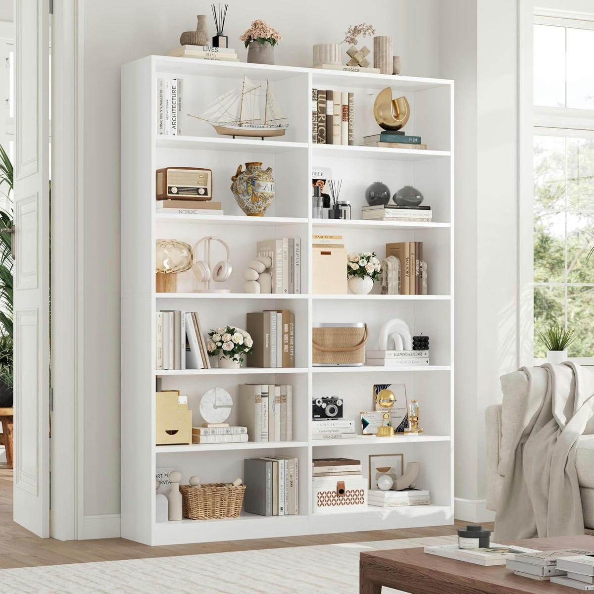 BÜCHERREGAL mit 12 Fächern weiß 120 x 30 x 188,7 cm - Weiß, Holzwerkstoff (120/188.7/30cm)