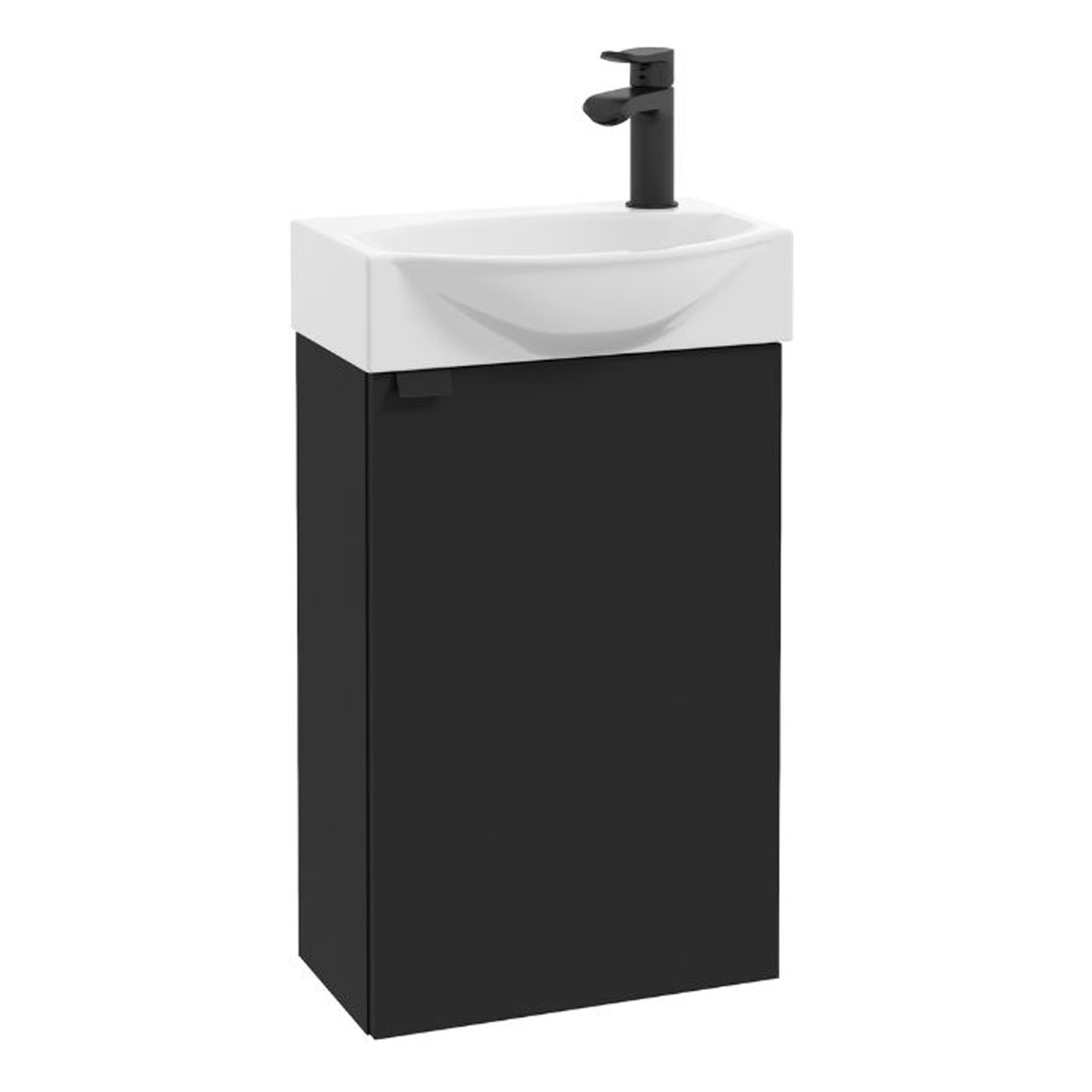 WASCHTISCHKOMBI 40cm mit Waschbecken schwarz - Schwarz, Holzwerkstoff (40/60/22cm) - Stamar