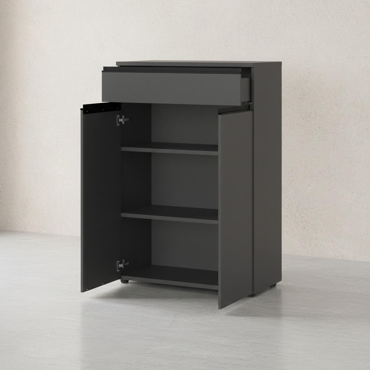 AKTENSCHRANK mit Schublade Soft-Close 81x120x40 cm Graphit - Schwarz, Holzwerkstoff (81/120/40cm) - KADIMA DESIGN