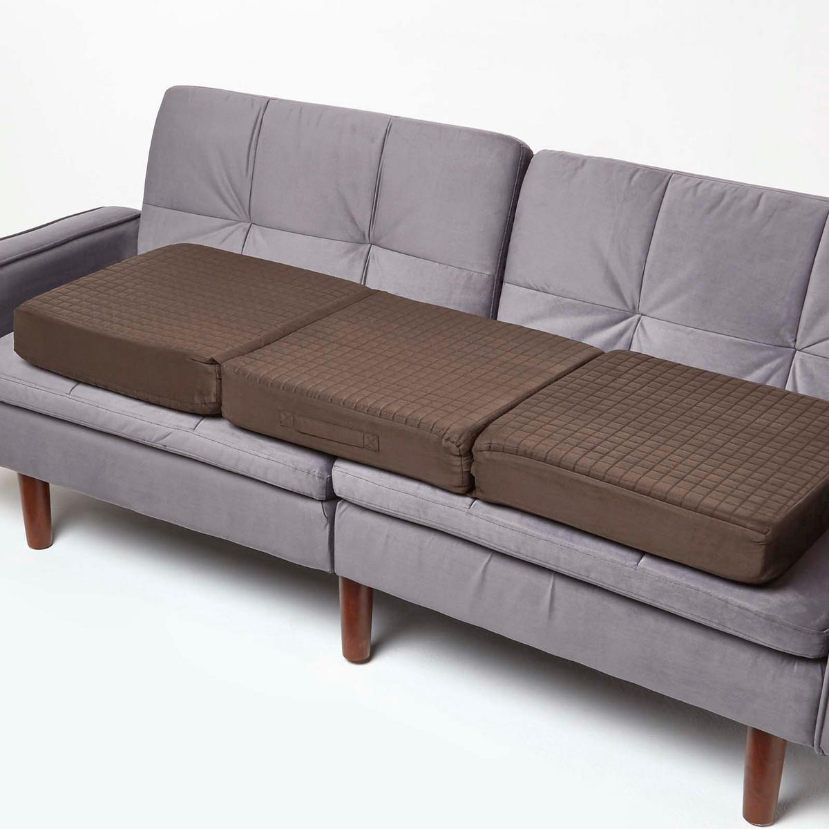 SITZKISSEN-BEZUG für Sofa-Auflage 150/50/10 cm, Velours - Braun, Textil (150/50/10cm) - Homescapes