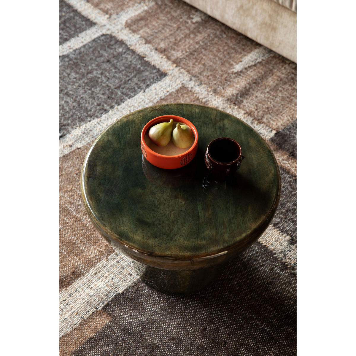 BEISTELLTISCH Mush Rund 45 cm Grün - Grün, Holz (45/45/35cm) - Dutchbone