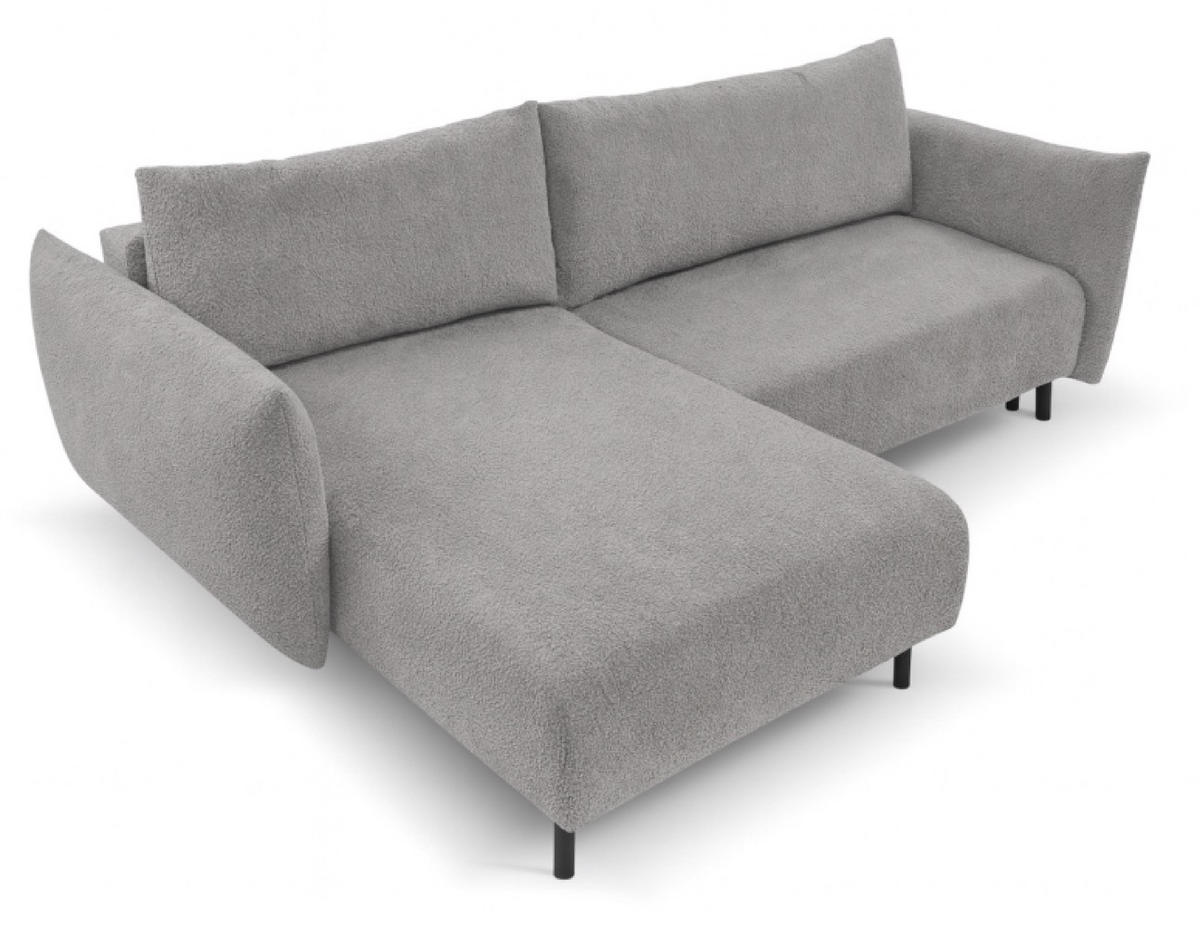 ECKSOFA Silber DELI Mit Schlaffunktion Links - Hellgrau/Grau, Textil (257/171cm) - Sepro Meble