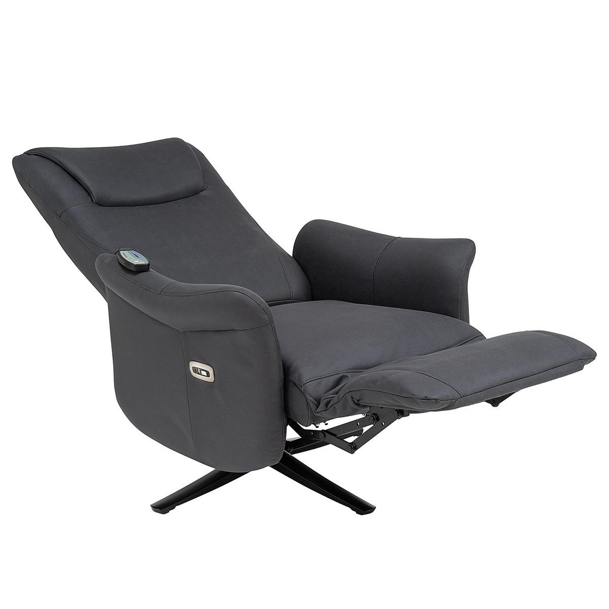MASSAGESESSEL - Microfaser / Metall - Anthrazit / Schwarz - Anthrazit/Schwarz, Textil/Metall (76/112/85cm) - home24