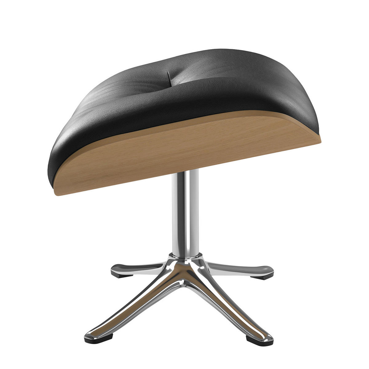 POLSTERHOCKER - Chromfarben/Schwarz, Leder/Metall (44/39/42cm) - home24