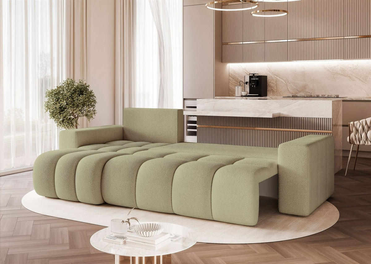 ECKSOFA Anabel Mit Schlaffunktion - Grün, Holzwerkstoff/Textil (248/145cm) - Fun Möbel