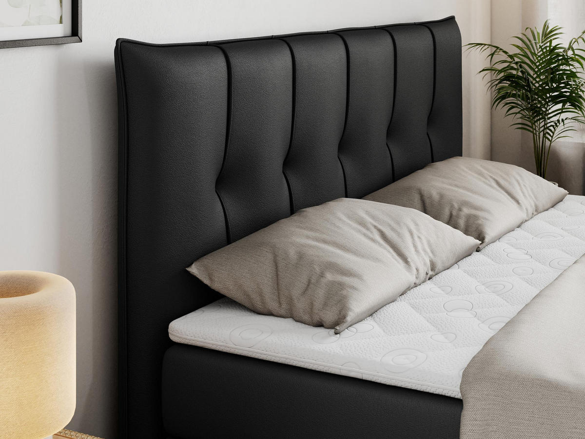 BOXSPRINGBETT PREMIUM 10 KING 200/200 Schwarz Kunstleder - H3 - Schwarz, Holz/Textil (200/200cm) - MKS