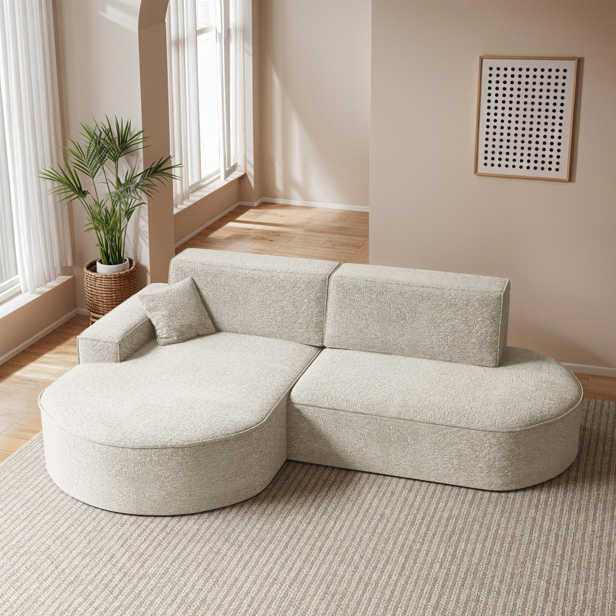 ECKSOFA Modena Pro - Komfort Und Stil stoff Arena Ecru Links - Ecru, Holz (278/179cm) - Kaiser Möbel