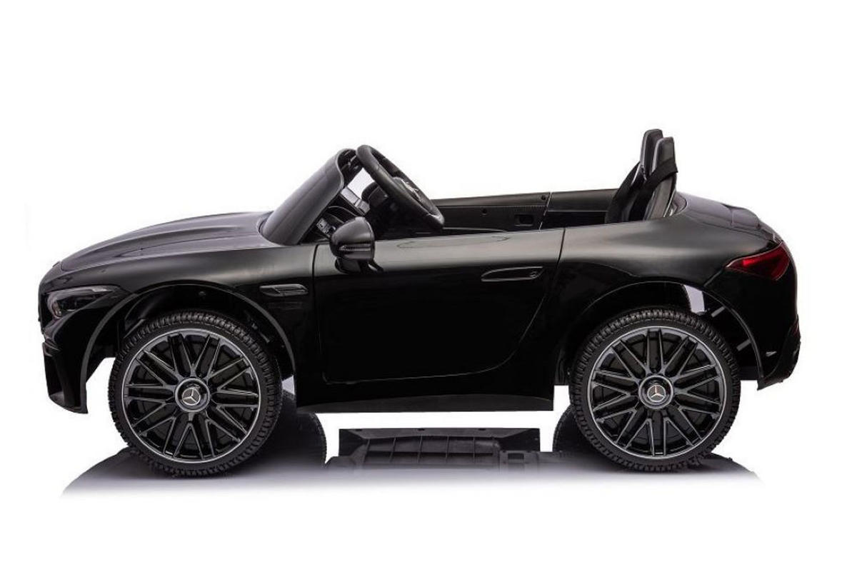 KINDER ELEKTROAUTO Mercedes SL63 AMG schwarz EVA-Reifen, Stoßdämpfer, lizenziert, Fernbedienung, Bluetooth - Schwarz, Kunststoff (125/75/50cm) - Es-Toys