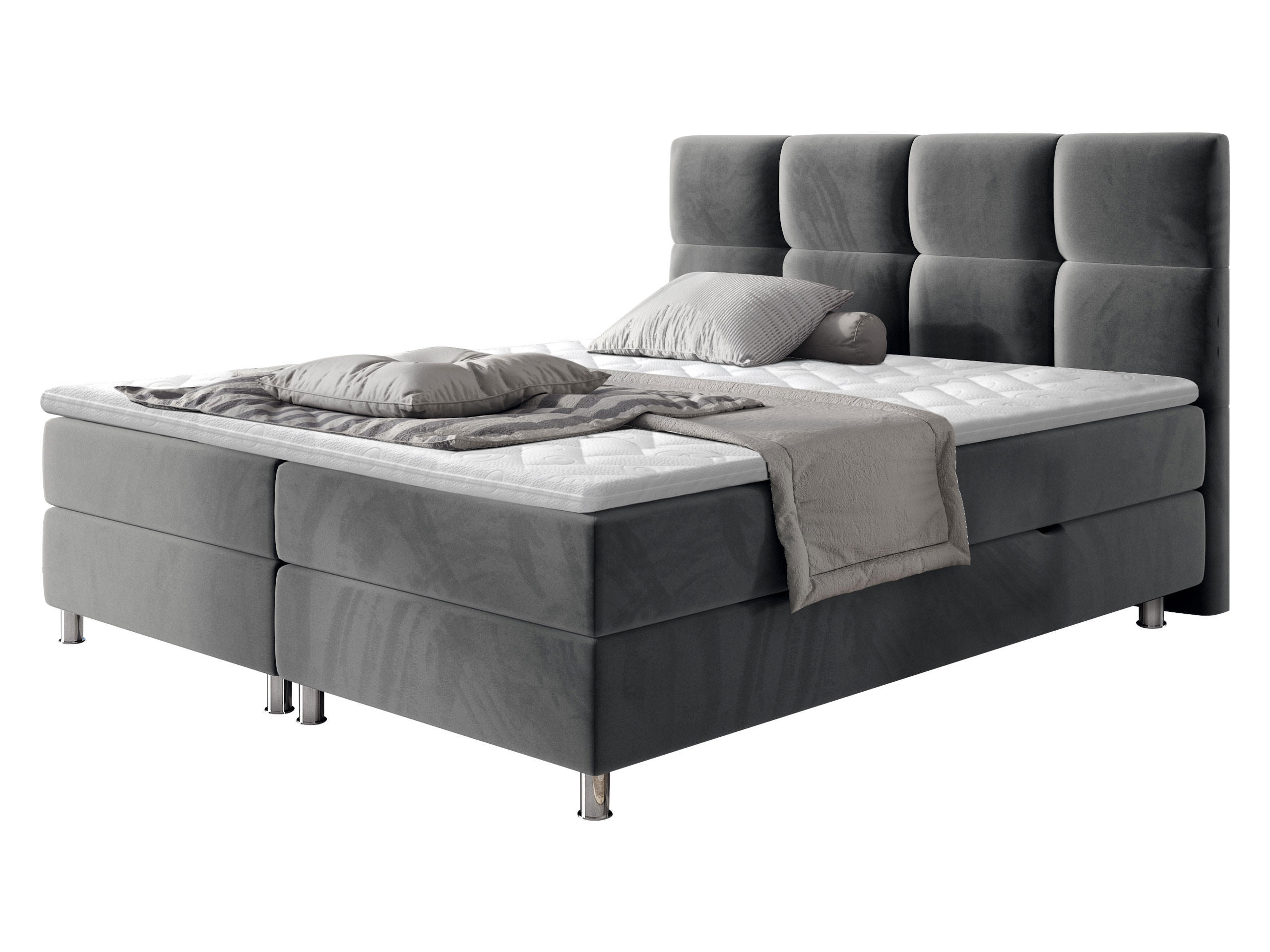 BOXBETT Dave - Chromfarben/Grau, Holz/Textil (160/200cm) - MIRJAN24
