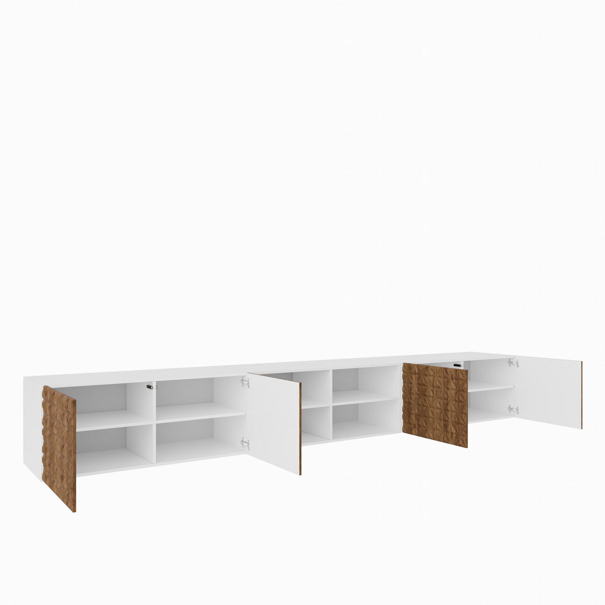 LOWBOARD ROVA 300/41/40 cm, Hängender TV-Schrank Weiß / Eichefarben - Eichefarben/Braun, Holzwerkstoff (300/41/40cm) - MASSENO