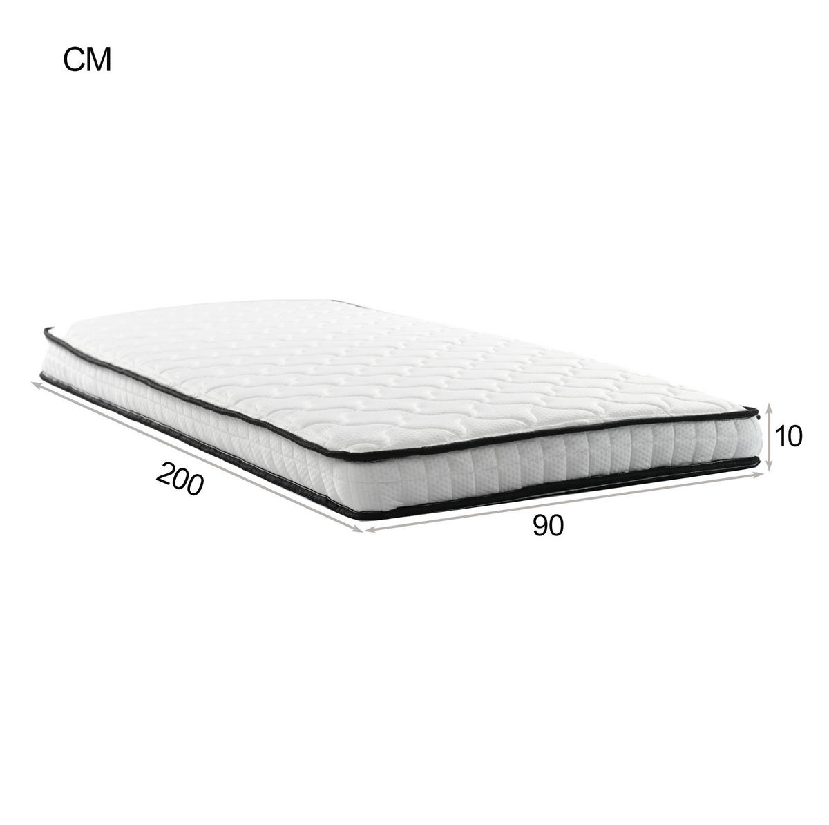 HOCHBETT 90/200 cm mit Geländer USB und LED-Beleuchtung Schreibtisch und Regalen mit Matratze - Weiß, Metall (90/200cm) - OKWISH