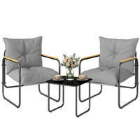 GARTEN-BEISTELLTISCHSET Dunkelgrau 3 Stück - Dunkelgrau, Metall (73/59/72cm) - GiPP