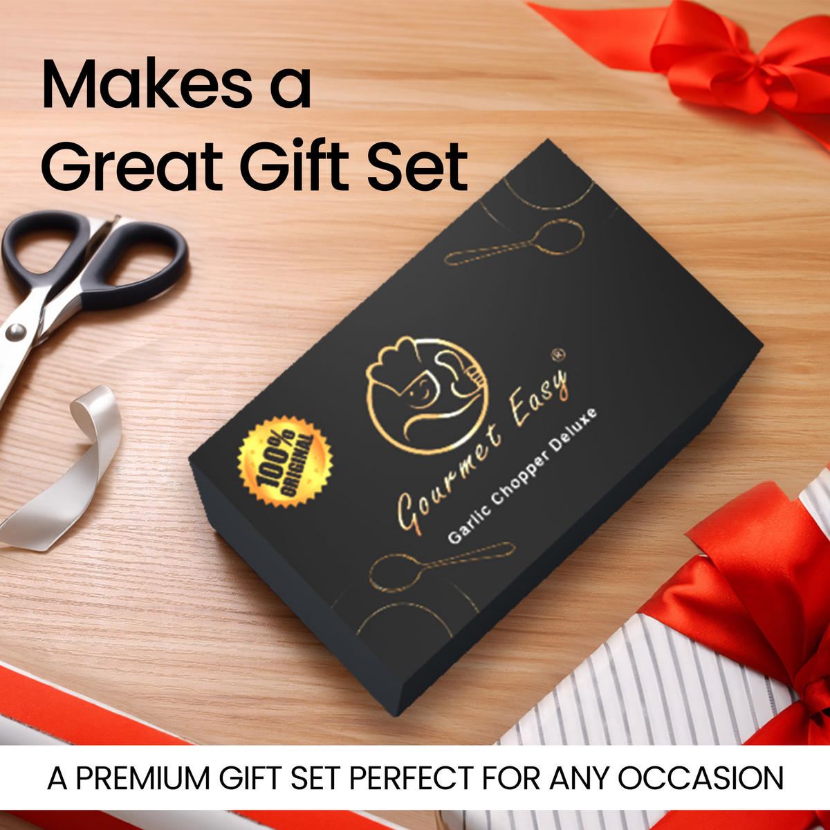 KNOBLAUCHSCHNEIDER Deluxe,Knoblauchschneider Deluxe, Edelstahl, 2-in-1 Hacker & Slicer mit Behälter - Edelstahlfarben, Metall (6.29cm) - Gourmet Easy