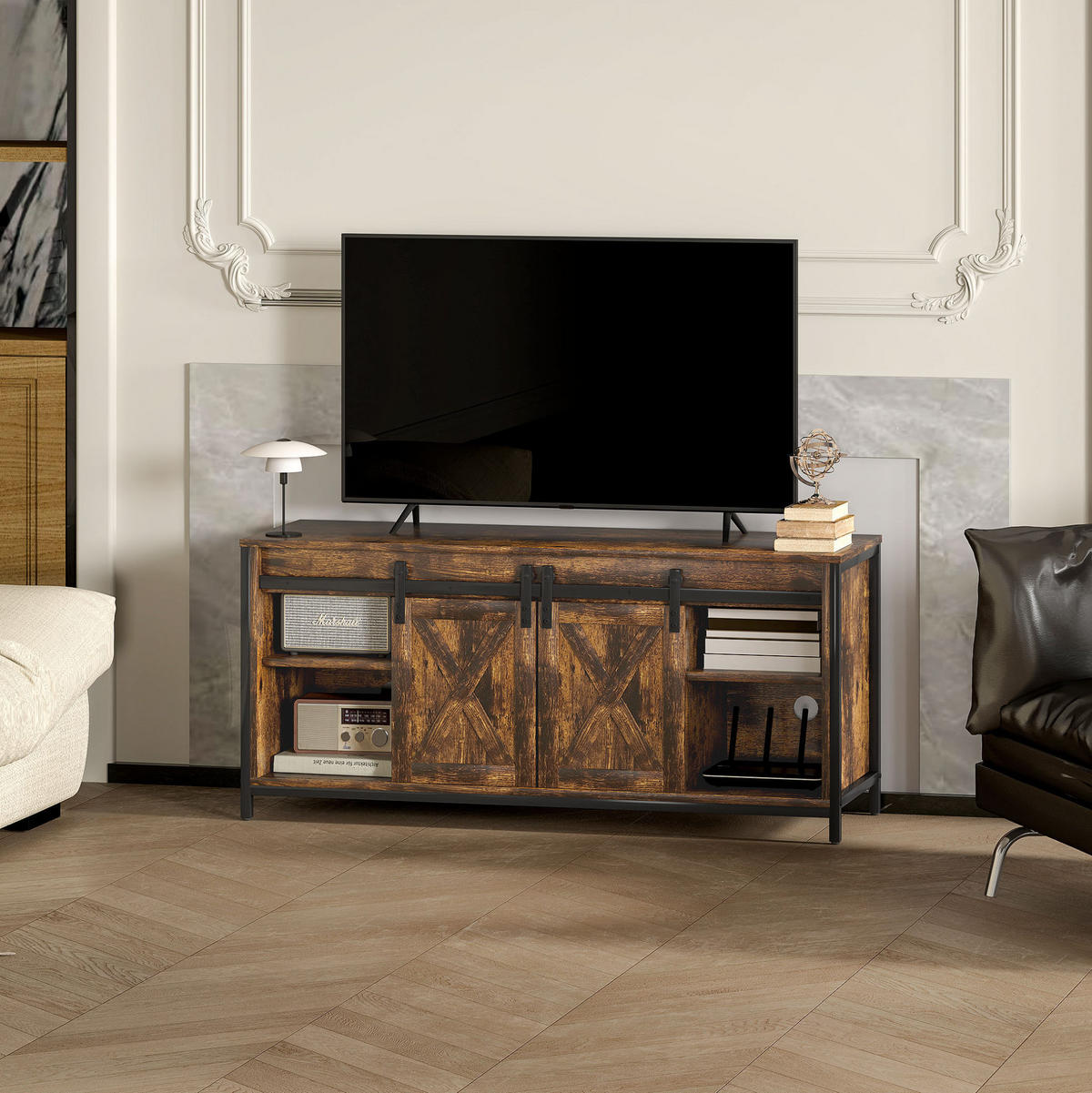 TV-ELEMENT im Industrial-Stil 120 x 40 x 54 cm Braun mit 6 Fächern - Braun, Holzwerkstoff (40/54/120cm) - Beauniv
