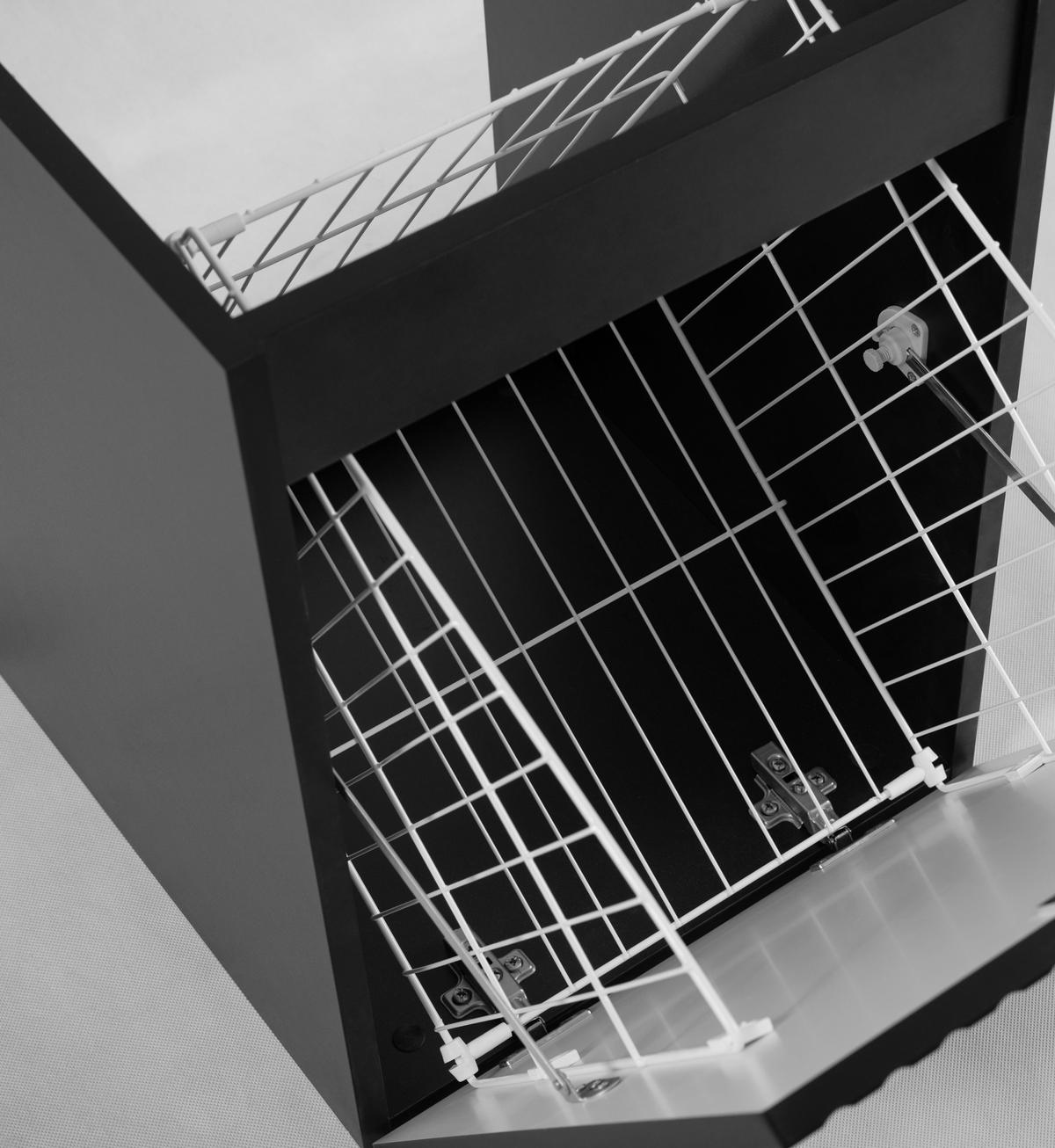 BADMÖBEL-SET MIT WÄSCHEKORB: schwarze Griffe, Schwarz, 120 x 46 x 58,6 cm - Schwarz, Holzwerkstoff (120/58.6/46cm) - 3XE LIVING