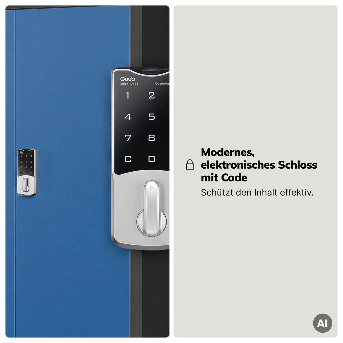 BÜROSCHRANK mit Zahlenschloss DANIEL 185x90x40 cm - Blau/Anthrazit, Metall (90/185/40cm) - Jan Nowak