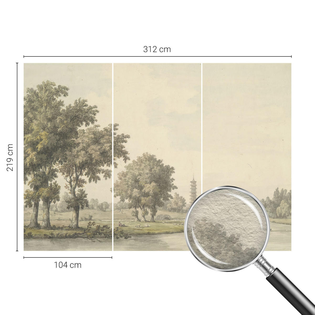 FOTOTAPETE 312x219 cm - Ein ruhiger Park - Grau, Textil (312/219cm) - Wallfluent