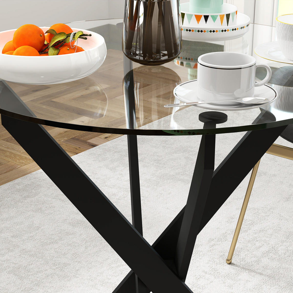 ESSTISCH DE-08383 Ø70 cm für 4 Personen Schwarz - Schwarz, Metall (70/70/75cm) - ComfortXL